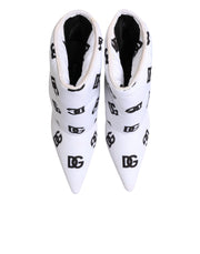 Dolce & Gabbana White DG Logo Heels Short Boots  Shoes
