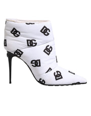 Dolce & Gabbana White DG Logo Heels Short Boots  Shoes