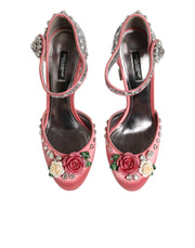 Dolce & Gabbana Pink Sequined Ankle Strap Sandals Shoes