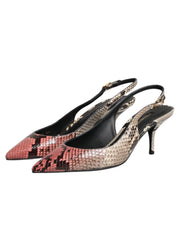 Dolce & Gabbana Multicolor Leather Heels Slingback Shoes