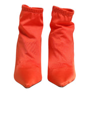 Dolce & Gabbana Orange DG Logo Heels Ankle Boots Shoes
