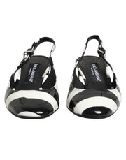 Dolce & Gabbana Black White Stripe Heels Slingback Shoes
