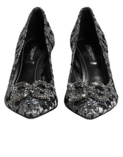 Dolce & Gabbana Silver Lace DG Amore Heels Pumps Shoes