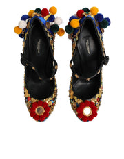 Dolce & Gabbana Black Gold Embellished MARY JANES Pumps  Shoes