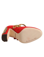 Dolce & Gabbana Red Embellished MARY JANES Pumps  Shoes