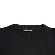 Balenciaga Black Cotton Logo Print Crew Neck Short Sleeves T-shirt