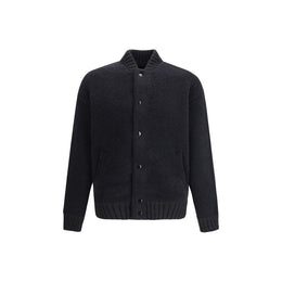 Laneus Black Merino Wool Bomber