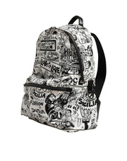 Dolce & Gabbana Black White Graffiti Print School Backpack Men Borse Bag