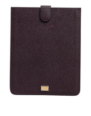 Dolce & Gabbana Dark Brown Leather Logo Plaque Cover Sleeve Tablet Case