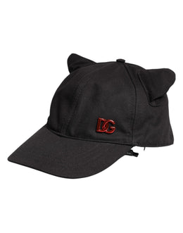 Dolce & Gabbana Black Cotton Logo Patch 6 Panels Baseball Cap Hat