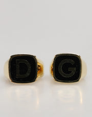 Dolce & Gabbana Gold-Tone Real Brass Black Enamel 