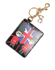 Dolce & Gabbana Black Leather #DGLovesLondon Cardholder Coin Case Keyring