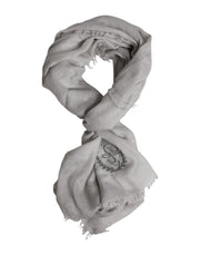 Dolce & Gabbana Gray Cashmere Knit Fringes Neck Foulard 67cm x200cm Foulard Scarf
