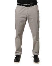 Jeckerson Gray Cotton Stretch Tapered Fit Men Chino Trouser Pants