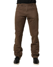 Exte Brown Straight Cut Mid Waist Chino Men Trouser Pants