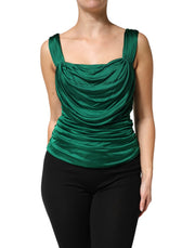 Dolce & Gabbana Green Viscose Drape Jersey Organzine Tank Top