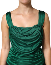 Dolce & Gabbana Green Viscose Drape Jersey Organzine Tank Top