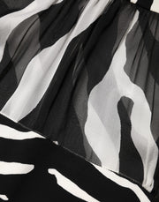 Dolce & Gabbana Zebra Print Chiffon Paneled Crop Blouse Top