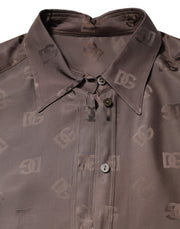 Dolce & Gabbana Brown Collared Long Sleeves Logo Shirt Top