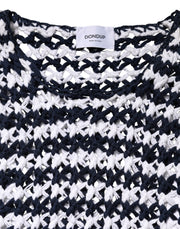 Dondup White Black Knitted Round Neck Sleeveless Tank Top