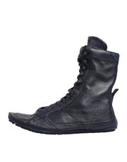 Dolce & Gabbana Dark Blue Deer Leather Mid Calf Boots Shoes