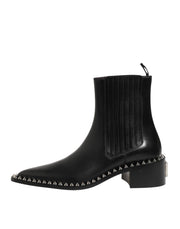 Dolce & Gabbana Black Studded Chelsea Short Ankle Boots Shoes