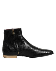 Dolce & Gabbana Black Leather Chelsea Short Ankle Boots  Shoes
