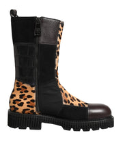 Dolce & Gabbana Multicolor Leopard Mid Calf Boots Shoes