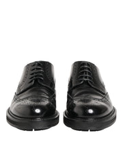 Dolce & Gabbana Black Calfskin Leather Derby Men Dress Shoes