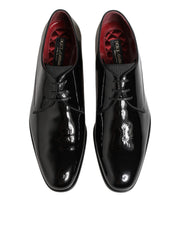 Dolce & Gabbana Black Calfskin Leather Derby Men Dress Shoes