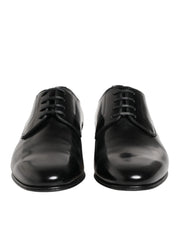Dolce & Gabbana Black Calfskin Leather Derby Men Dress Shoes
