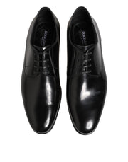 Dolce & Gabbana Black Calfskin Leather Derby Men Dress Shoes