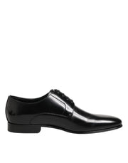 Dolce & Gabbana Black Calfskin Leather Derby Men Dress Shoes