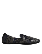 Dolce & Gabbana Black Jacquard Leather Slip On Loafers Shoes