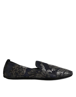 Dolce & Gabbana Black Jacquard Leather Slip On Loafers Shoes