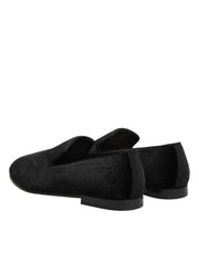 Dolce & Gabbana Black Leather Suede Slip On Loafers Dress Shoes
