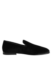 Dolce & Gabbana Black Leather Suede Slip On Loafers Dress Shoes