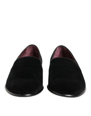 Dolce & Gabbana Black Leather Suede Slip On Loafer Dress Shoes