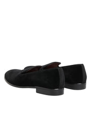 Dolce & Gabbana Black Leather Suede Slip On Loafer Dress Shoes