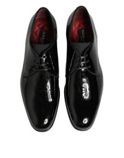 Dolce & Gabbana Black Calfskin Leather Derby Dress Shoes