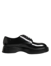 Dolce & Gabbana Black Calfskin Leather Men Derby Dress Shoes