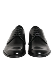 Dolce & Gabbana Black Calfskin Leather Derby Dress Shoes