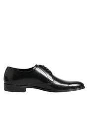 Dolce & Gabbana Black Calfskin Leather Derby Dress Shoes
