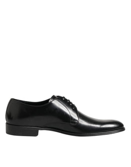 Dolce & Gabbana Black Calfskin Leather Derby Dress Shoes