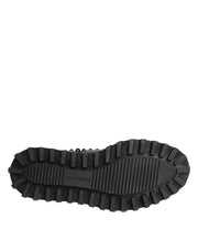 Dolce & Gabbana Black Leather Studded Men Formal Derby  Shoes