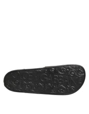 Dolce & Gabbana Black Leather Slides Sandals Beachwear Shoes