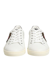 Dolce & Gabbana White Leather Heart Embellished Sneakers Shoes