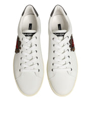 Dolce & Gabbana White Leather Heart Embellished Sneakers Shoes