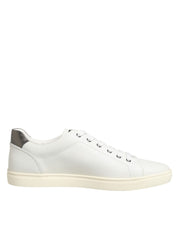 Dolce & Gabbana White Leather Heart Embellished Sneakers Shoes
