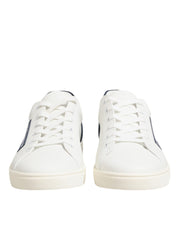 Dolce & Gabbana White Blue Leather Logo Patch Sneakers Shoes